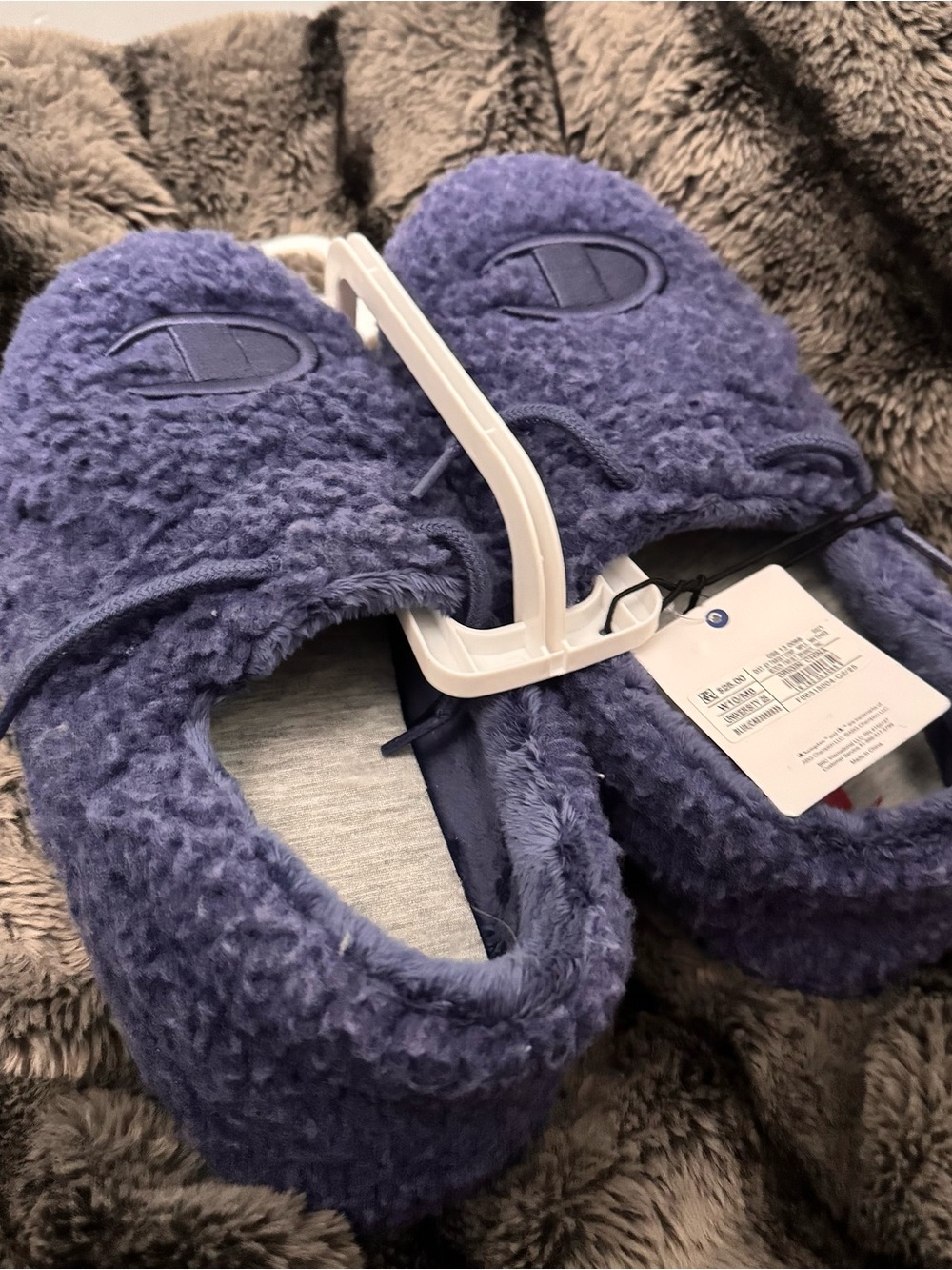 Champion Navy Plush Sherpa Slippers - Picture 3 of 3